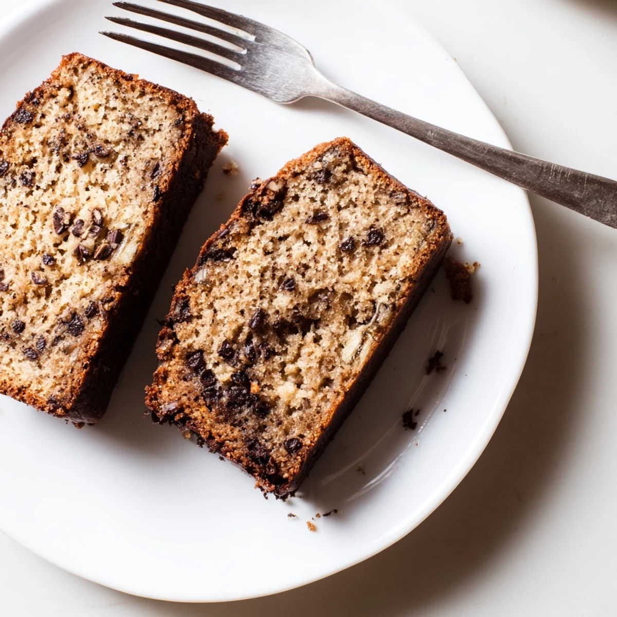 Tender loaf of moist banana bread with sour cream cooling on a wire rack