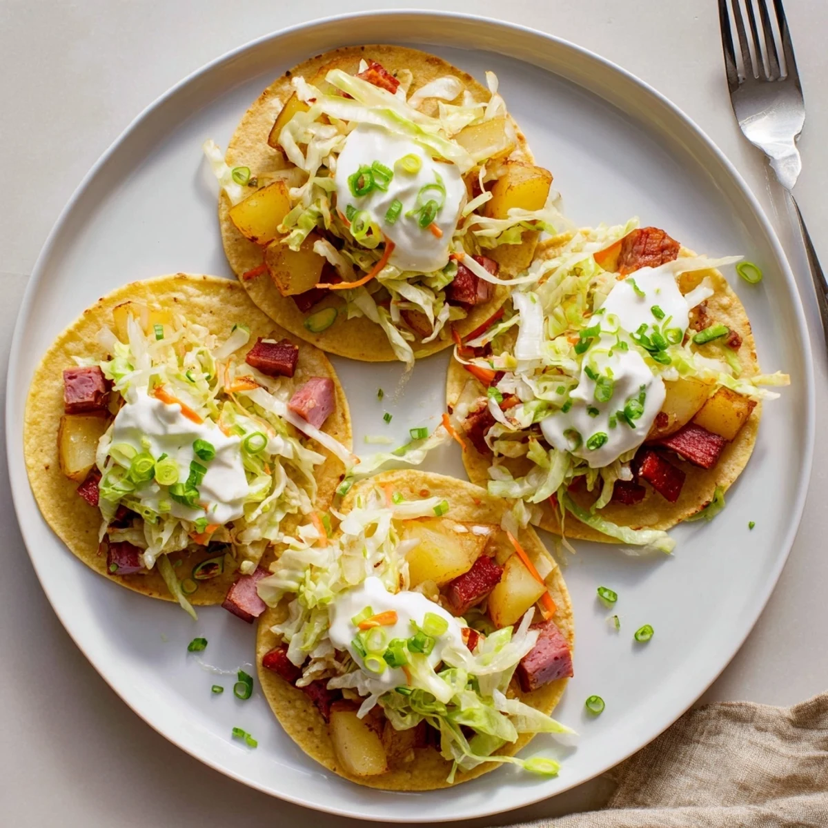 Flour tortilla filled with tender corned beef, crispy golden potatoes, and crunchy fresh cabbage slaw