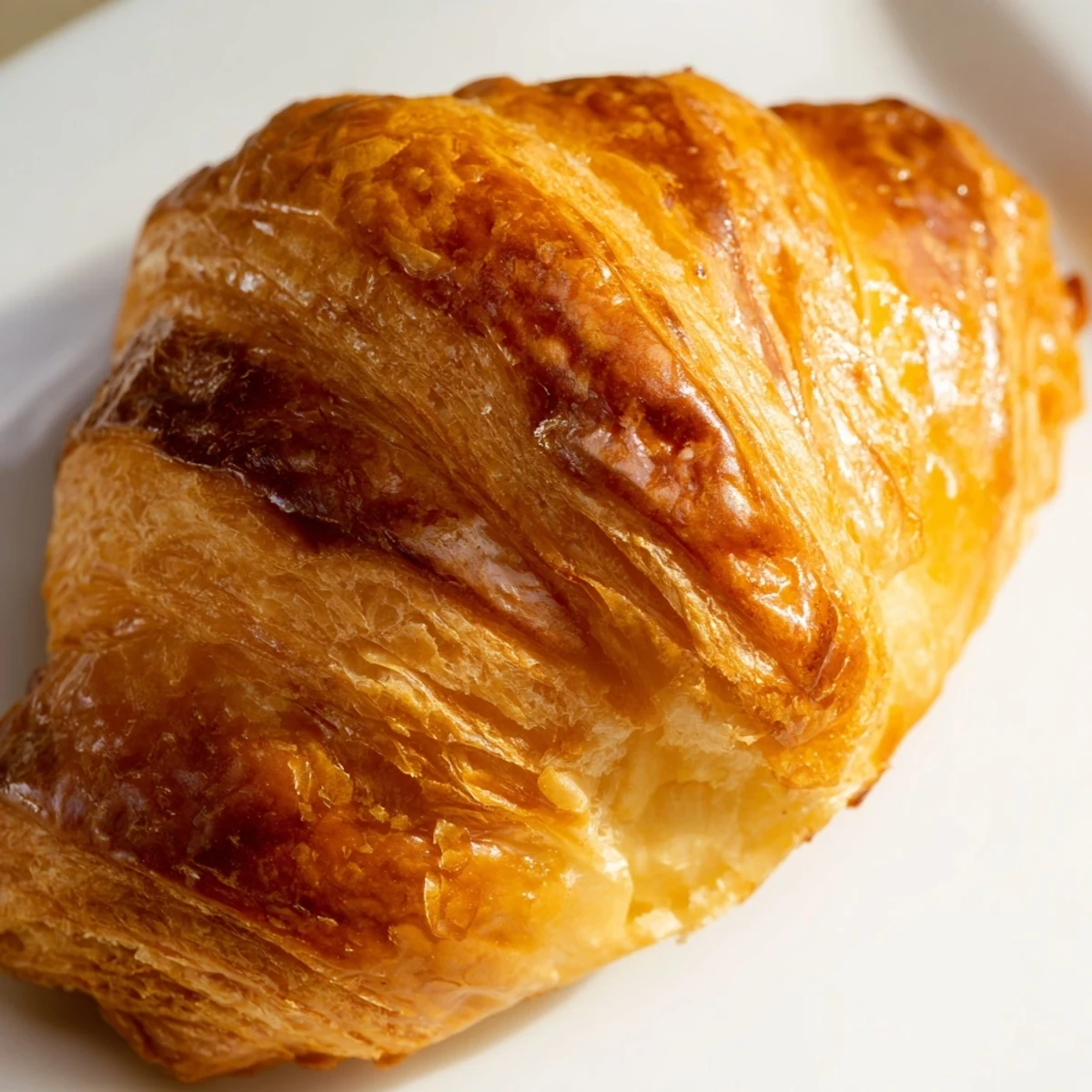 Freshly baked homemade croissant bread cooling on wire rack with glossy egg wash and deep golden color