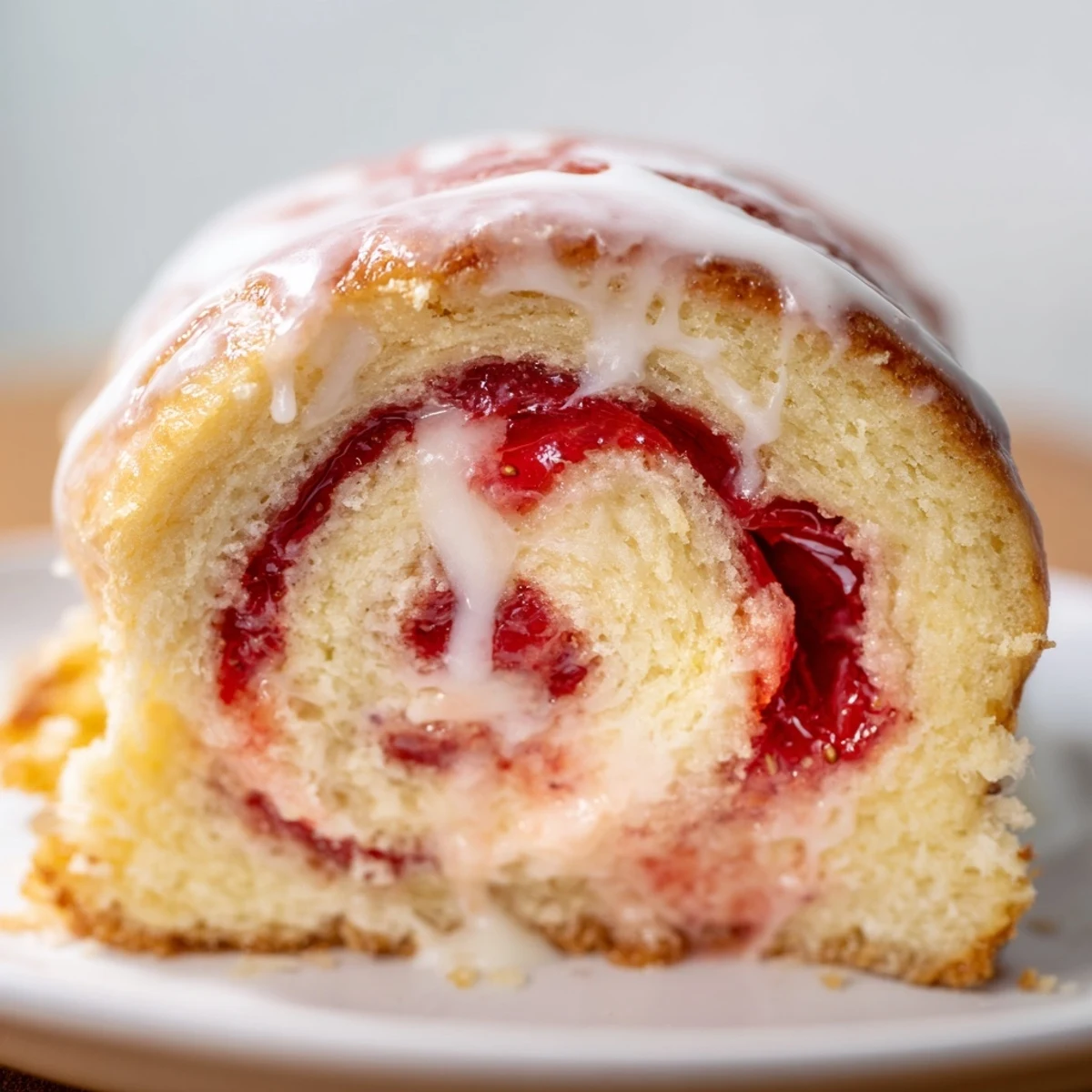 Soft Strawberry Shortcake Cheesecake Rolls with creamy filling and bright red strawberries in baking dish