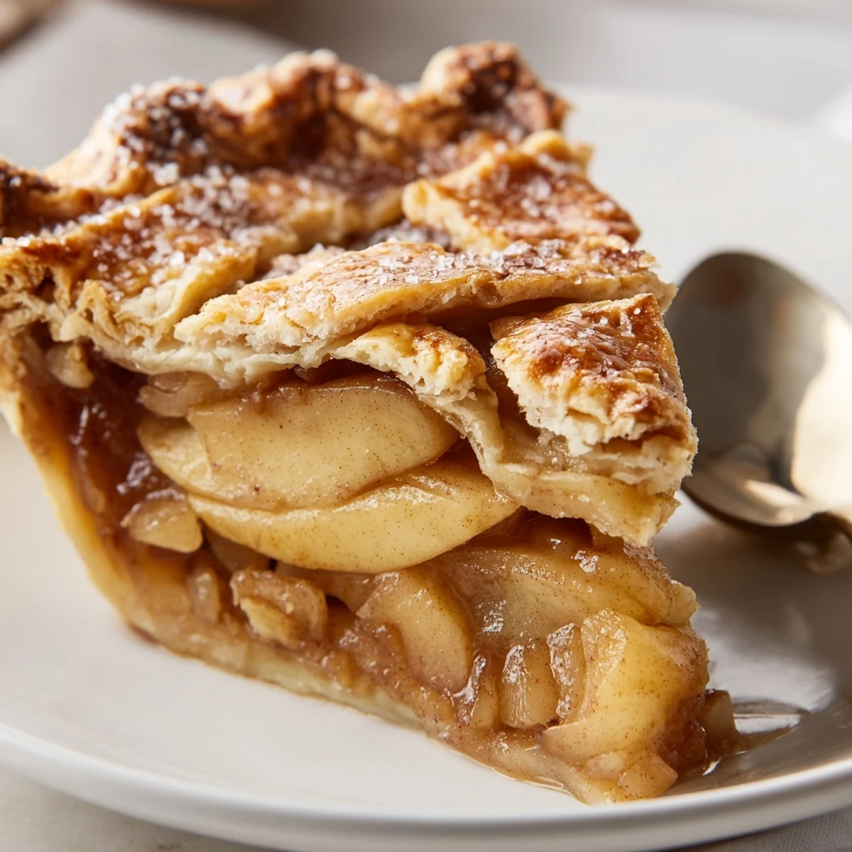 Golden homemade apple pie with cinnamon spiced filling in flaky butter crust