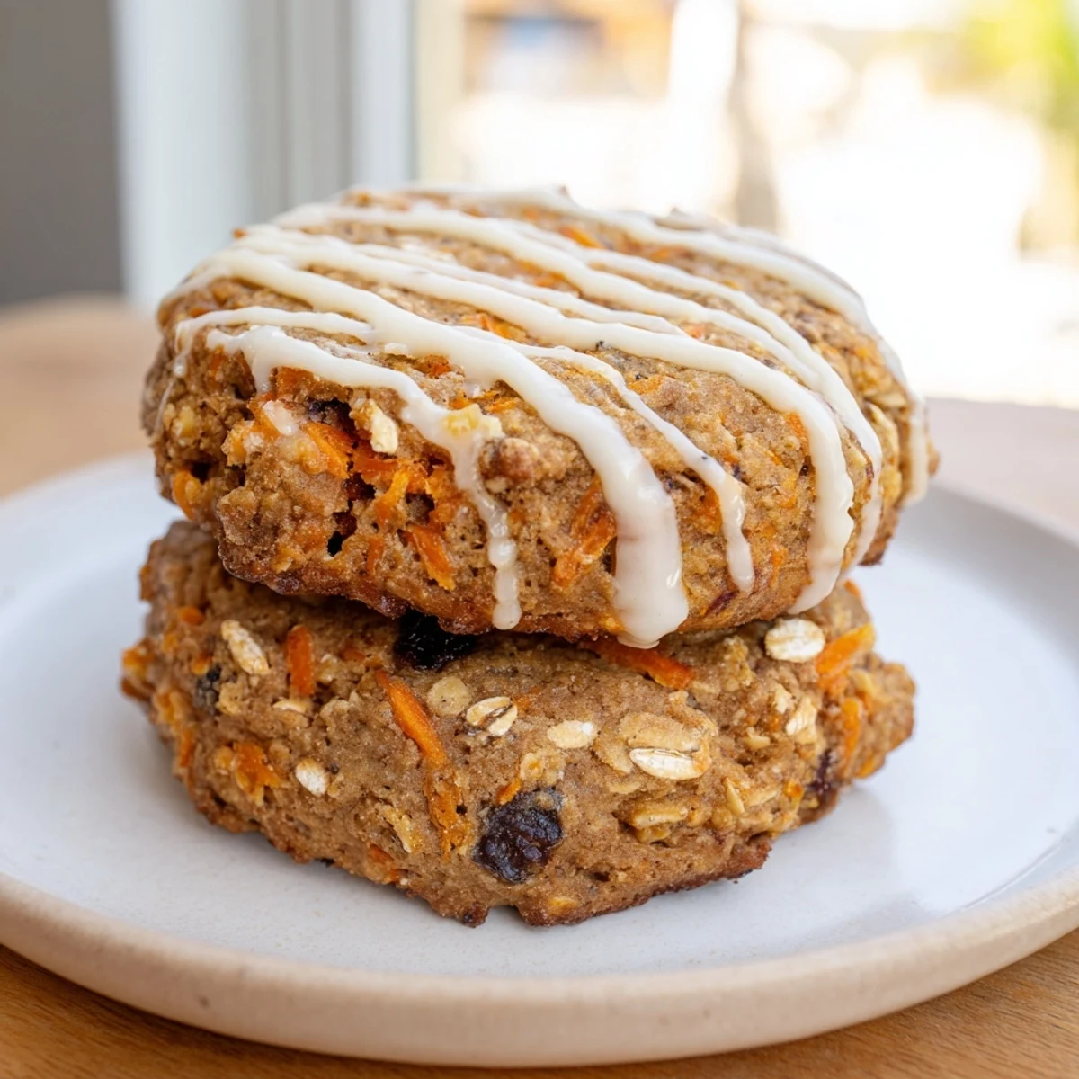 Soft Chewy Brown Butter Carrot Cake Cookies studded with grated carrots and crunchy walnuts