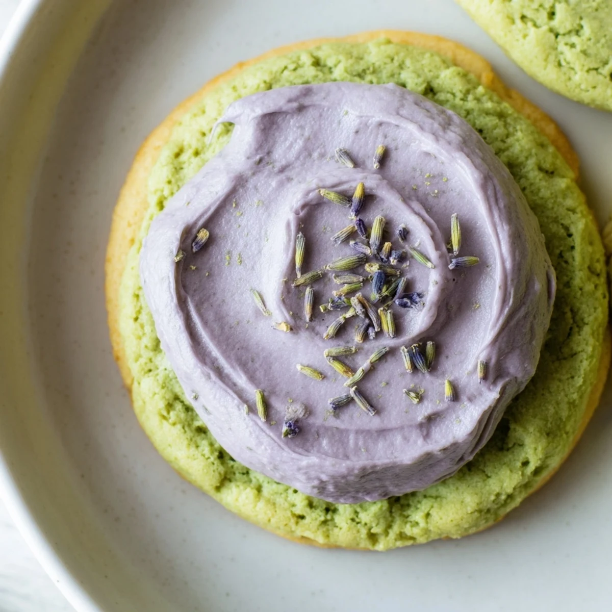 Matcha Sugar Cookies With Lavender Frosting