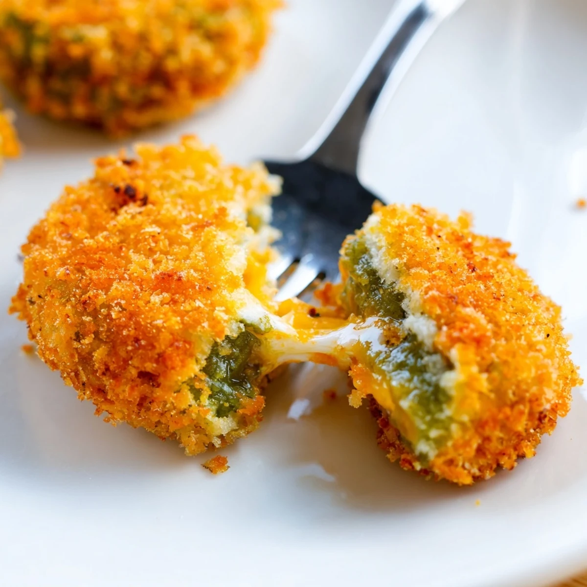 Golden crispy pickle cheese bites served warm with ranch dipping sauce