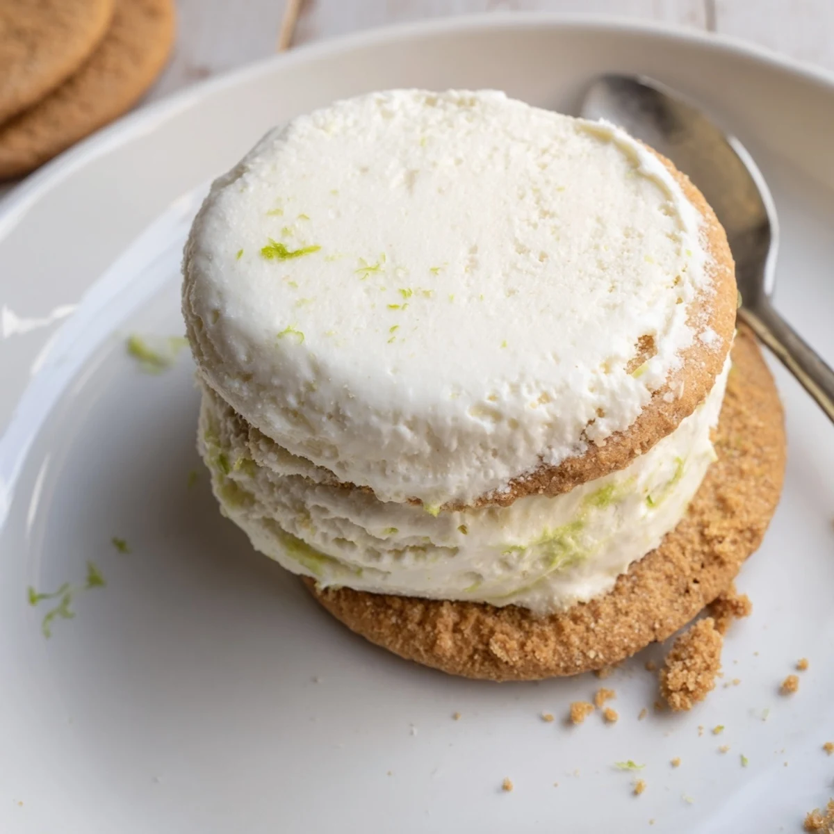 Homemade Key Lime Pie Ice Cream Sandwiches served after freezing, bright citrus bite