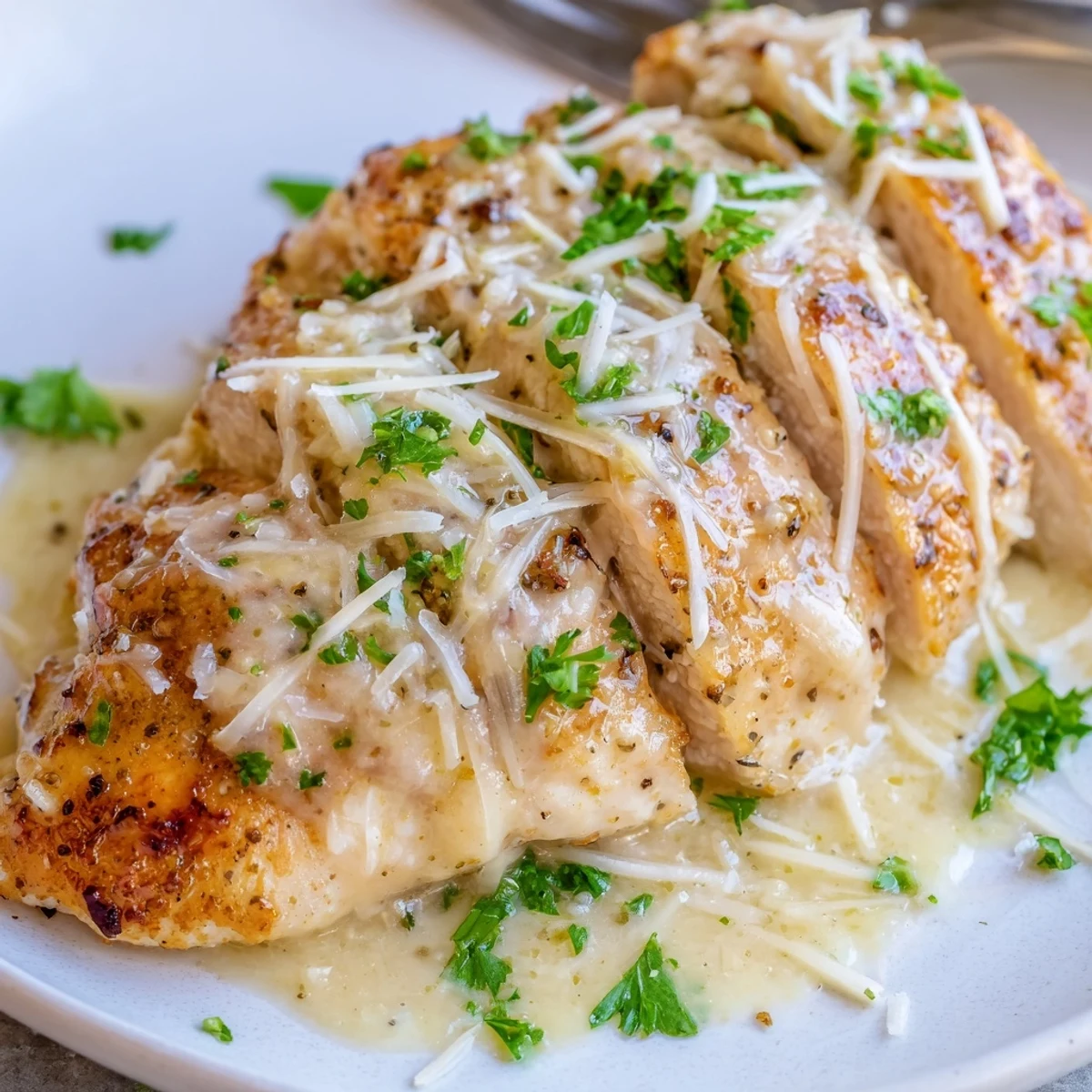 Caesar Chicken Recipe with golden baked breasts in creamy, tangy dressing
