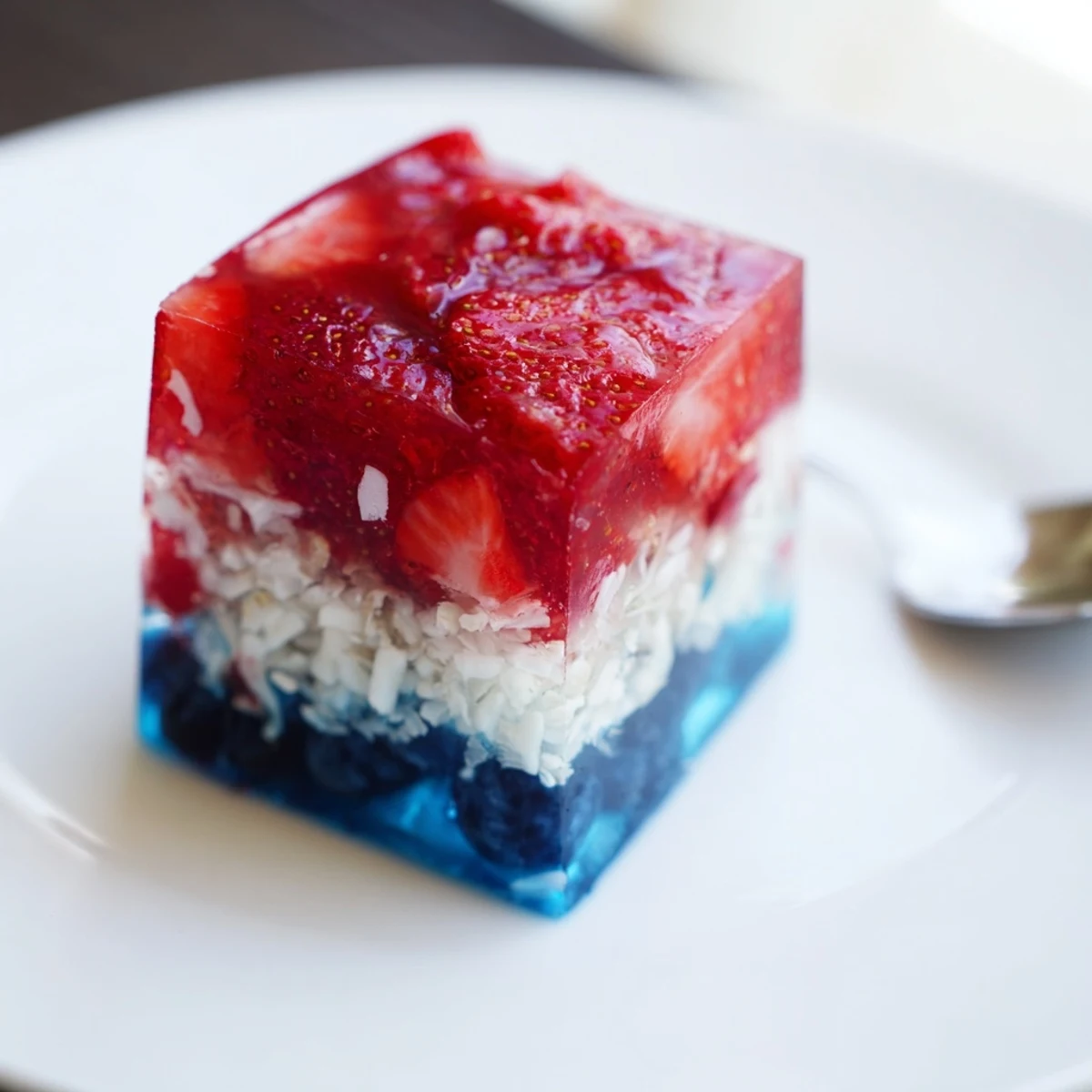Red White And Blue Ice Cubes Recipe frozen in layers, bright fruity colors visible