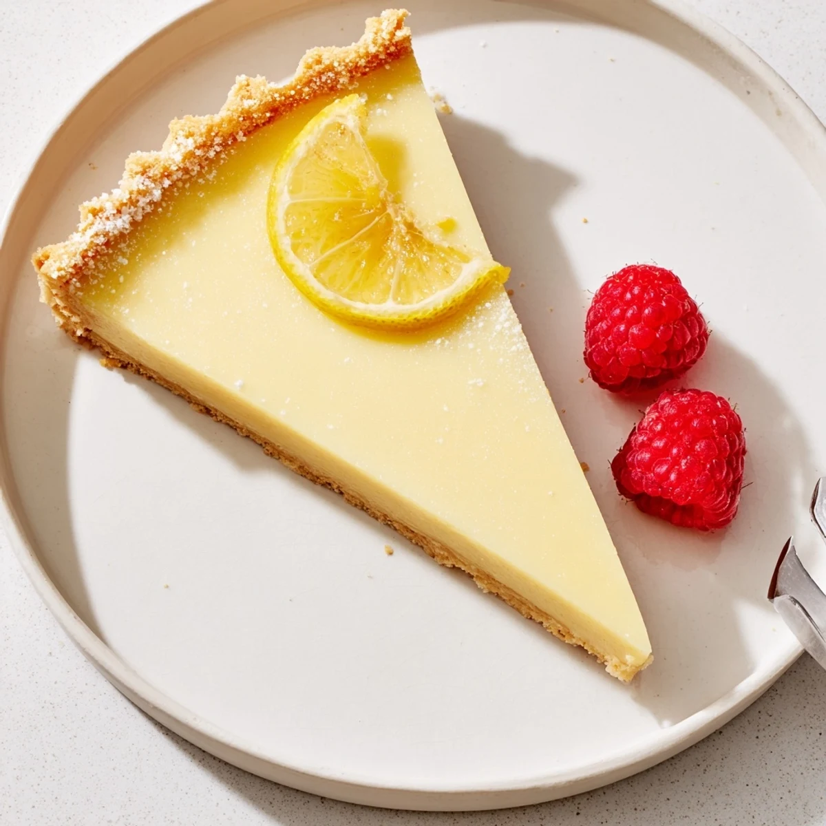 Creamy Lemon Tart Recipe with silky lemon custard, crisp buttery crust, powdered sugar