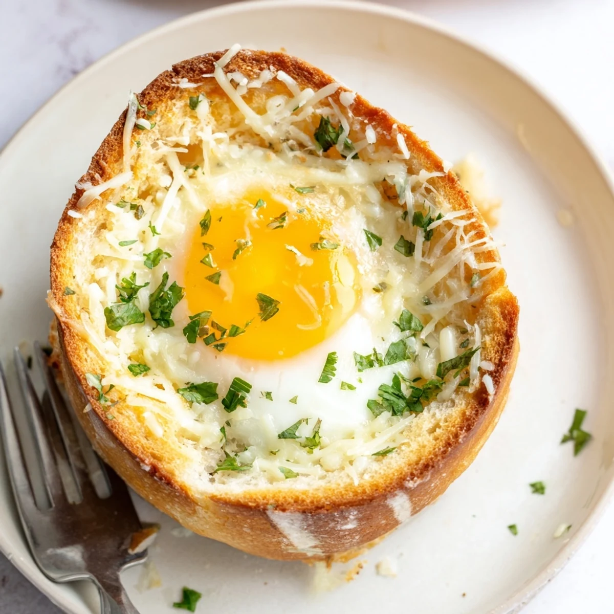 Buttery Lazy Garlic Bread Egg Cups baked in muffin tin, slightly crisp