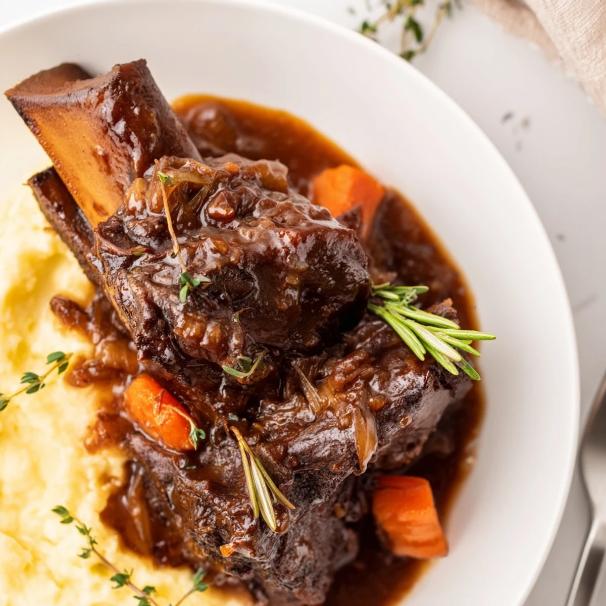 Slow Cooker Beef Short Ribs in rich red wine sauce, falling off the bone