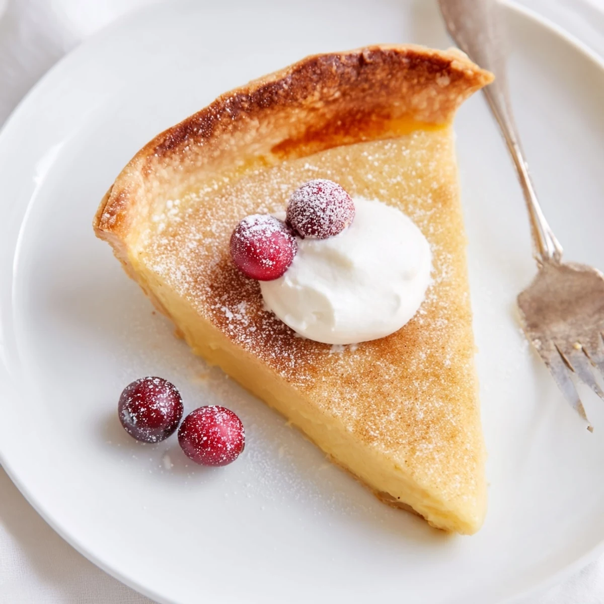 Christmas Eve Custard Pie With Cinnamon Vanilla, silky custard, warm crust, festive