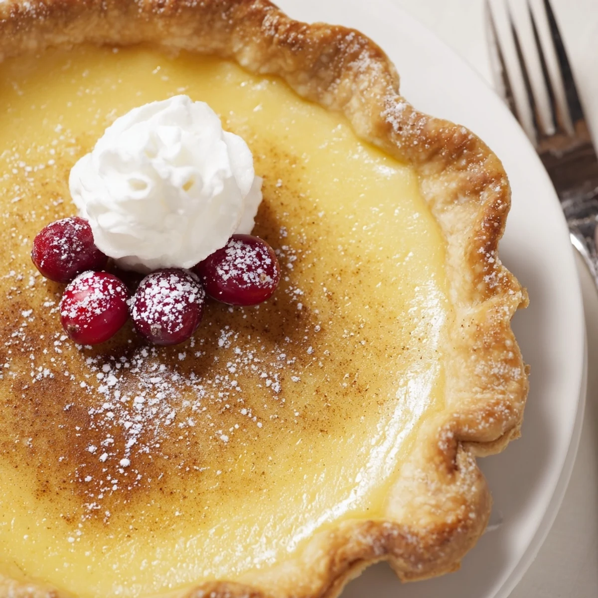Christmas Eve Custard Pie With Cinnamon Vanilla cooling on rack, aromatic and creamy