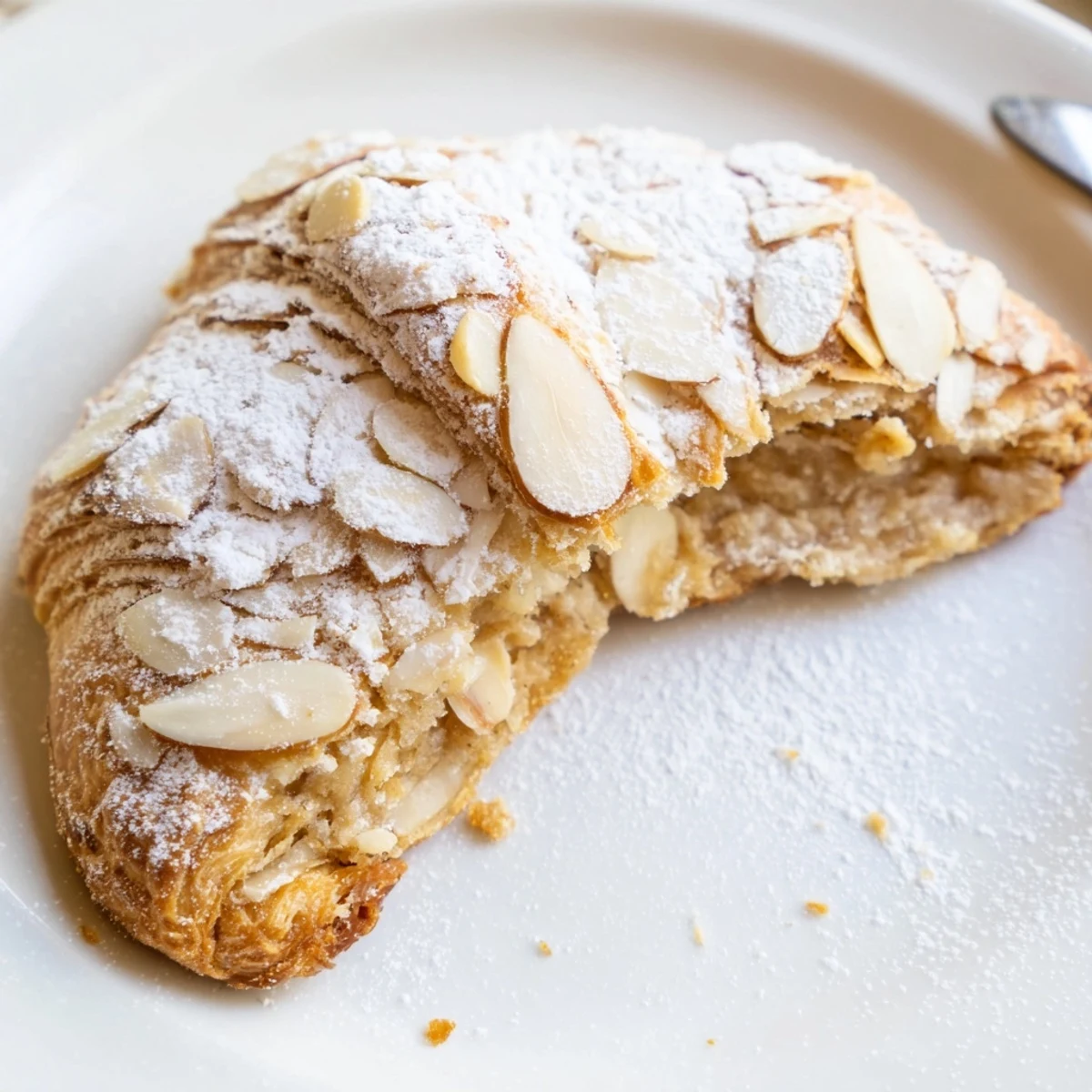 Warm Almond Croissant Cookies beside a mug of coffee, inviting soft bite