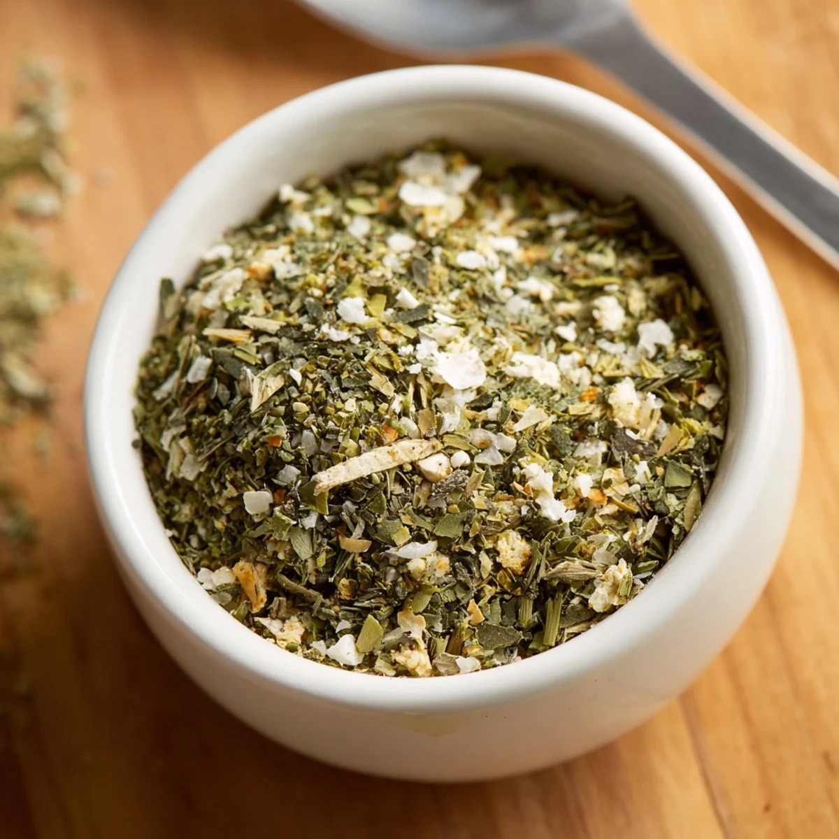 Jar of Dehydrated Tzatziki Seasoning Mix with fragrant herbs, ready for dips