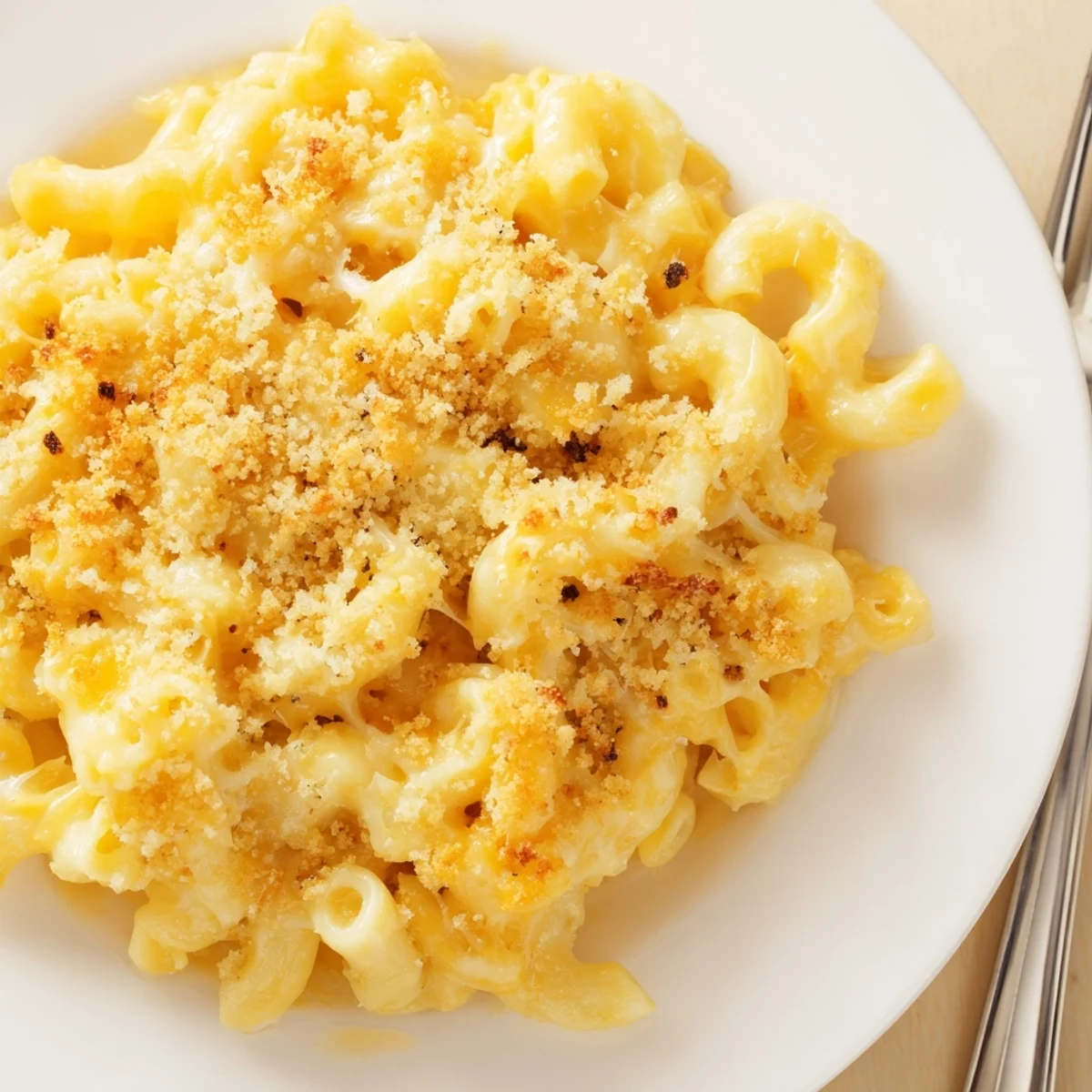 Oven-baked Mac And Cheese, cheesy pasta gratin served hot family-style