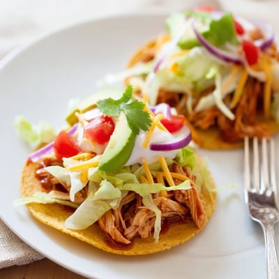 Sweet Smoky BBQ Chicken Tostadas